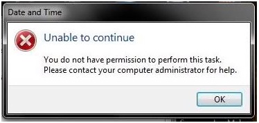 change date and time windows 7 unable to continue